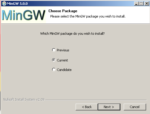 Figure 1. MinGW 5 install