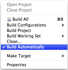 Make sure "Build Automatically" is enabled