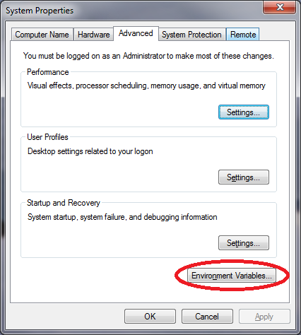 Environment Variables in Windows Vista / Windows 7